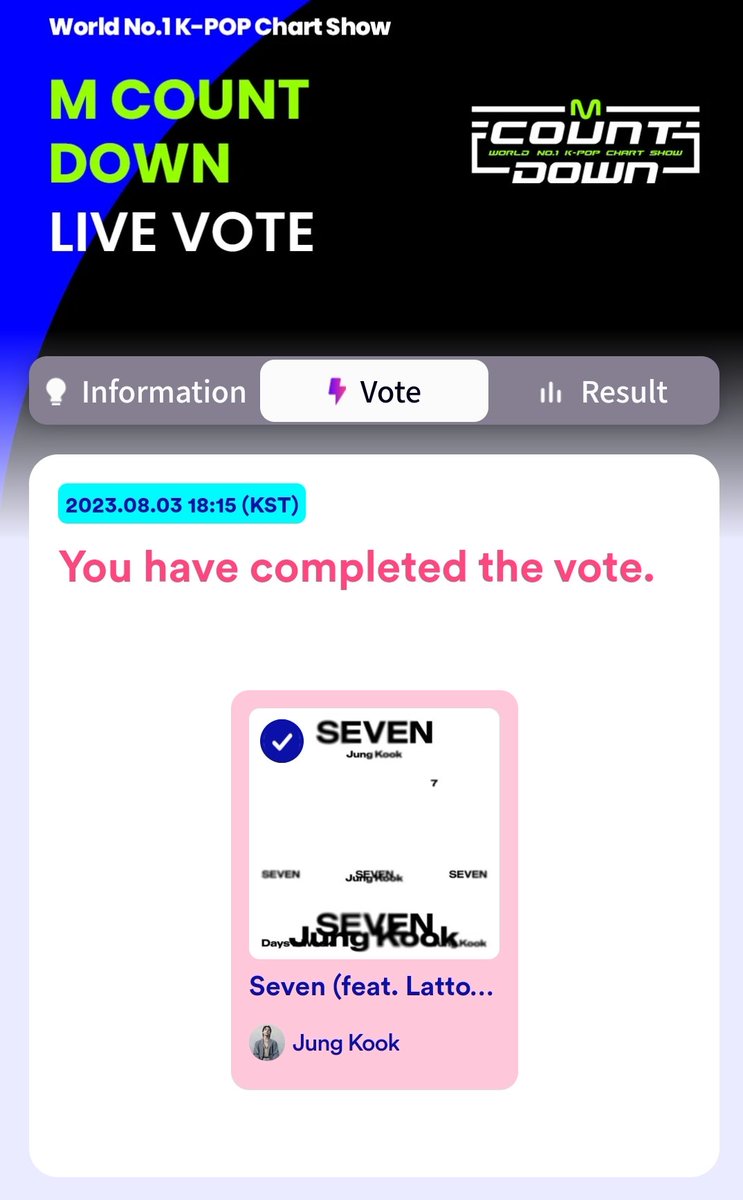 01Btsxarmy1's tweet photo. [🗳] MCOUNTDOWN LIVE VOTE

Cast your votes for "Seven" by Jung Kook now! 🏃‍♀️💨

🔗: https://t.co/ilSkJg0sRJ
❓️: https://t.co/O3Oyzqie6n https://t.co/qUqlIwhfVU