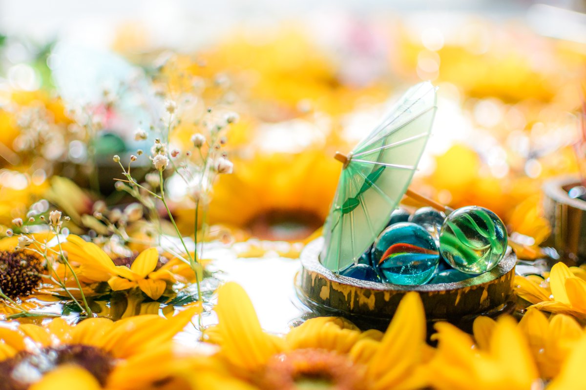 最高に夏な花手水の世界観。