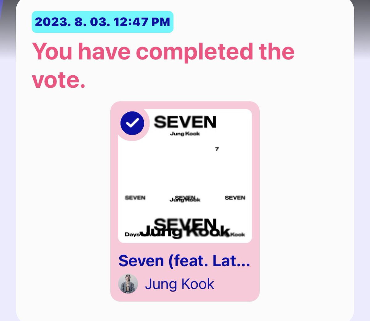 VoteWithARMY's tweet photo. mcountdown live voting begins now! Vote ‘Seven’ by #Jungkook. 

🗳: (https://t.co/p5pf6PzzQy) https://t.co/3Wm9M2Qc2L