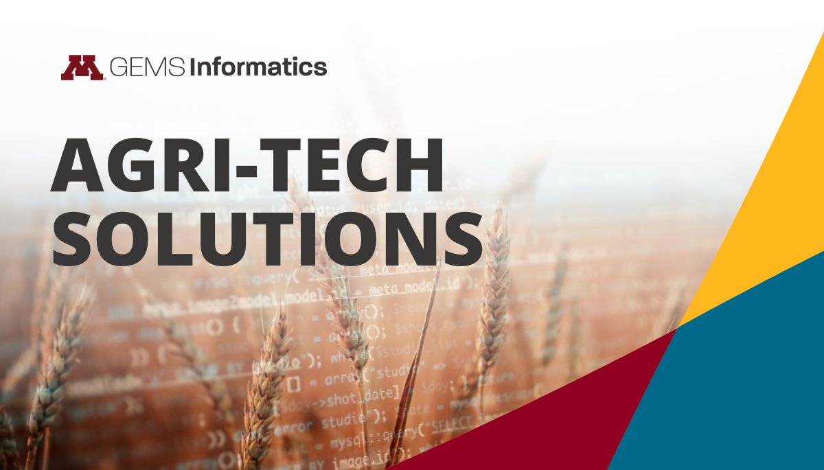 GEMS Informatics simplifies agri-tech for startups. We provide accessible data, devices, training, and specialists for a complete solution to enhance your agri-tech activities. gems.umn.edu

#Digital #agriculture #solutions