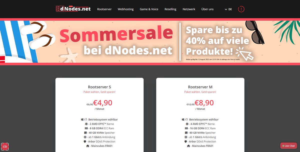 dNodesNET's tweet image. Unser #sommersale ist bald vorbei... 😶
Schnell zuschlagen und profitieren, die Preise gelten die gesamte Laufzeit lang! 😇
dNodes.net/sommer
