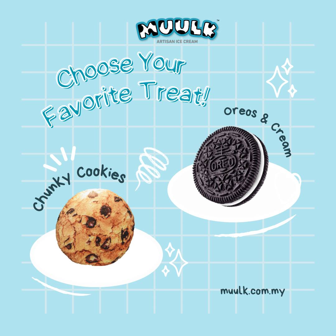 MUULK™ Cookie Flavour Ice-creams. We have Oreos and homemade chunky cookies. Each has their own unique but different textures. Which is your favourite? #muulk #muulkartisandairy #muulkartisanicecream #icecream #aiskrim #icecreamlover #cookielover #foodie #foodiekl #sapotlokal