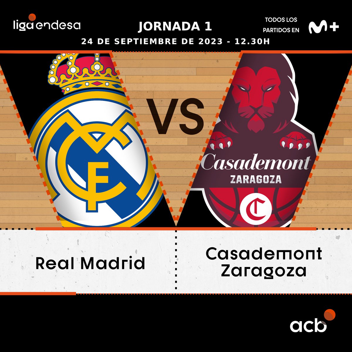 CasademontZGZ's tweet photo. ⚔️ El @RMBaloncesto será nuestro primer rival de la #LigaEndesa  

📆 24 de septiembre 
⏰12.30 H
📍WiZink Center 

¡Arranca la cuenta atrás! #PuraRasmia 💪 https://t.co/l9xnpOfcMi