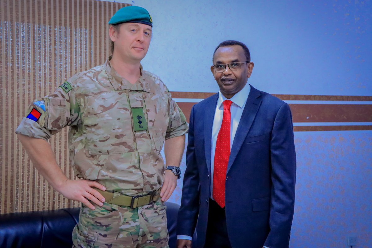 SomalilandMod's tweet photo. The Director General Mustafe Cumar Farax has welcomed the newly appointed British Defence Attaché Lieutenant Colonel Ash Wiseman for Somaliland and Somalia at the Ministry of Defence headquarters in Hargeisa. https://t.co/wVD7ZXjUhO