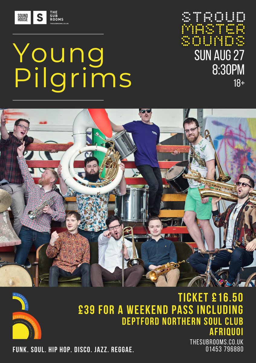 Straight from the Birmingham Jazz scene, @Youngpilgrimsuk are coming to Stroud on 27th August and we can't wait! 😍 Plus we've got some of the best DJs from the South West spinning tunes from 1pm. Get your tickets here: thesubrooms.co.uk/whats-on/young… @jazzwise