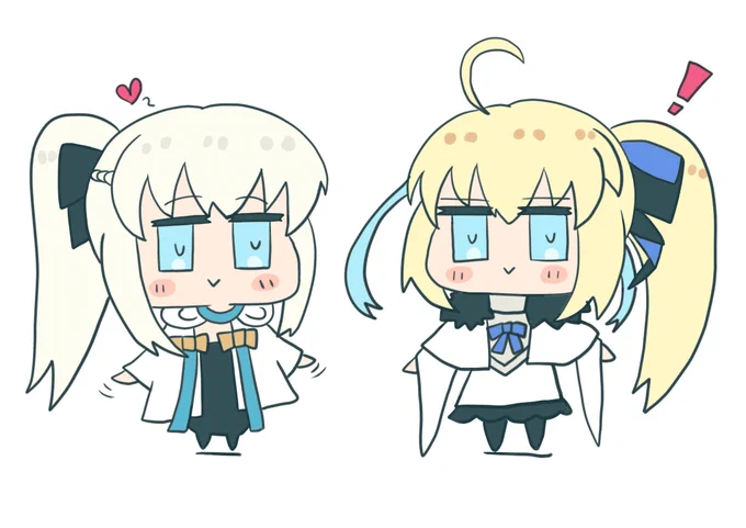#FGO #もるがんちゃん とねりこちゃんと、もるがんちゃん。  とねりこちゃん 「未来の私足短くない!?」