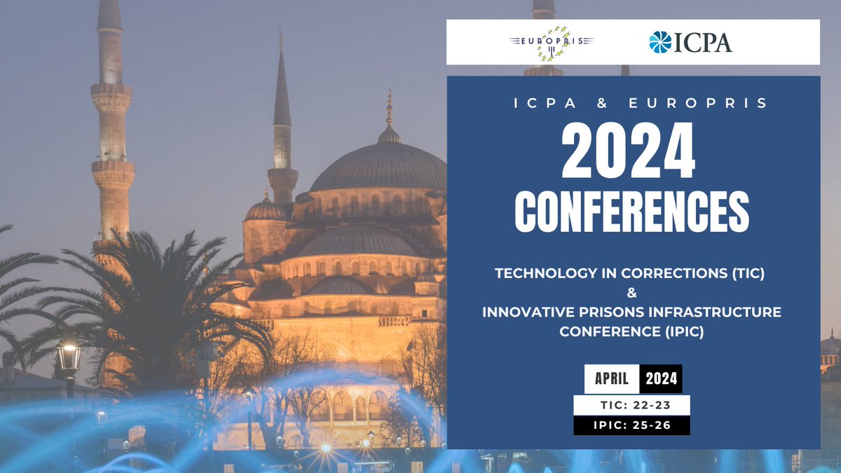 icpaadvancing's tweet photo. 🚨Save the date! Join us in Istanbul, Türkiye on April 22-23 for Technology in Corrections and April 25-26 for Innovative Prisons Infrastructure Conference. Find out more here: https://t.co/vYEIRuraF4! #corrections #technologyincorrections #prisons #istanbul2024 https://t.co/gYW8VhYFss