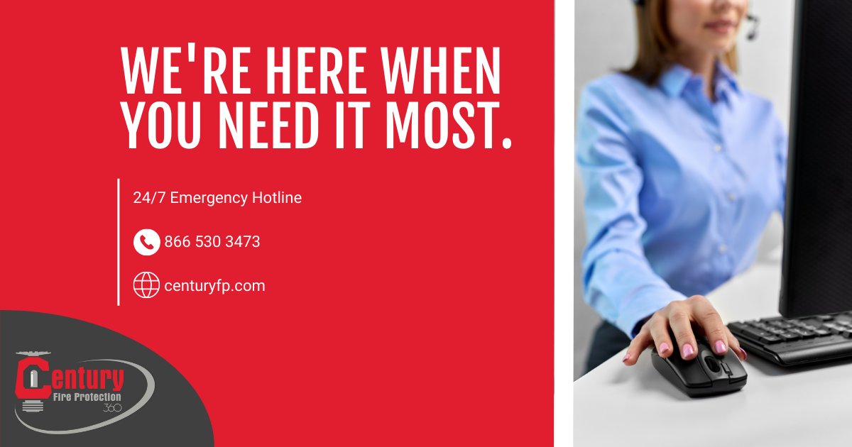CenturyFP's tweet photo. We know how important it is that your fire systems remain functional. Our 24-hour emergency service hotline is ready with a live operator to send out a technician ASAP.
24/7 Emergency Line: 866 530 3473
https://t.co/PITm6dgCSU 
#CenturyFire #FireSafety #FireProtectionSystems https://t.co/N5U2yGbRlj