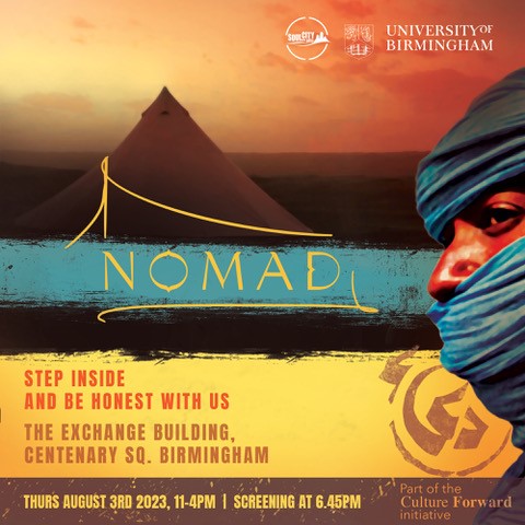 BhamFestival23's tweet photo. Don’t miss NOMAD: A tent for reflection by Soul City Arts, part of the @unibirmingham Culture Forward initiative.

FREE for the public to visit between 11am – 4pm in The Exchange, the writings will be gathered and shared this evening at 6.45 on the Festival Big Screen. https://t.co/rrmQjPeO5v