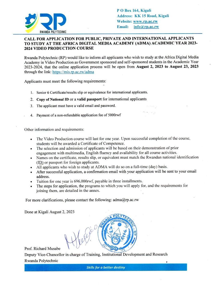 Public Notice: Provisional list of - Rwanda Polytechnic