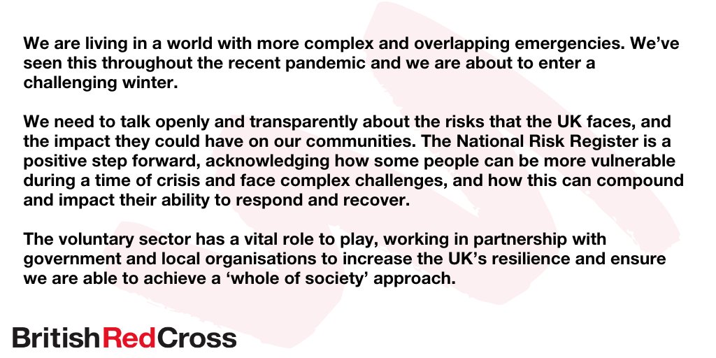British Red Cross Policy (@redcrosspolicy) on Twitter photo Today the government has published the National Risk Register 2023. See our statement in response: Today the government has published the National Risk Register 2023. See our statement in response: