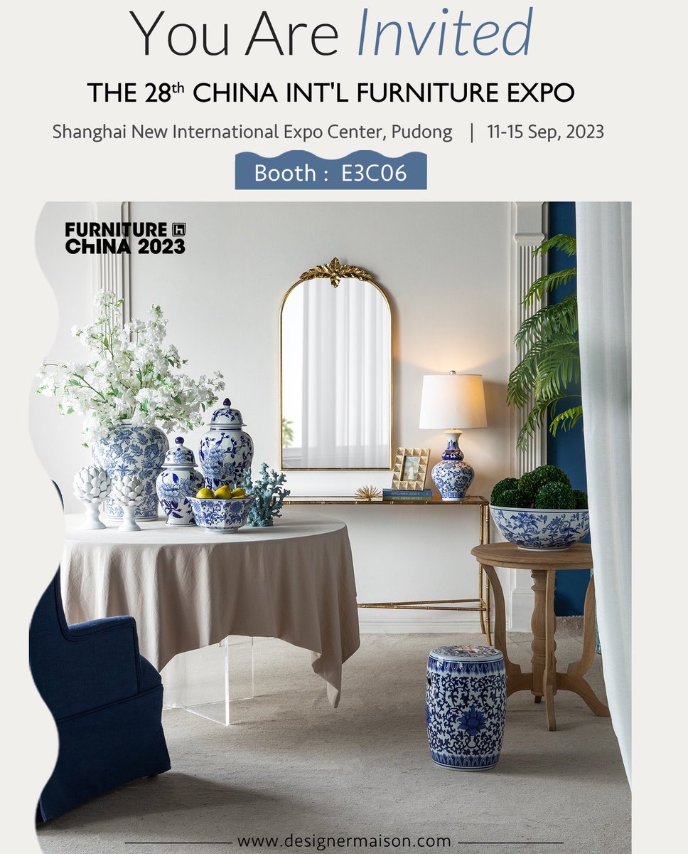 evergreendecor's tweet photo. You’re invited → The 28th China International Furniture Expo 2023
Offering in-stock, ready-to-ship accent furniture and home accessories!
Come see for yourself!
#homeaccents #vignettes #designinspiration #livestreaming #wholesale #gifts #highqualitygift #realtime #b2b #Shanghai https://t.co/MeNvd4sDiz