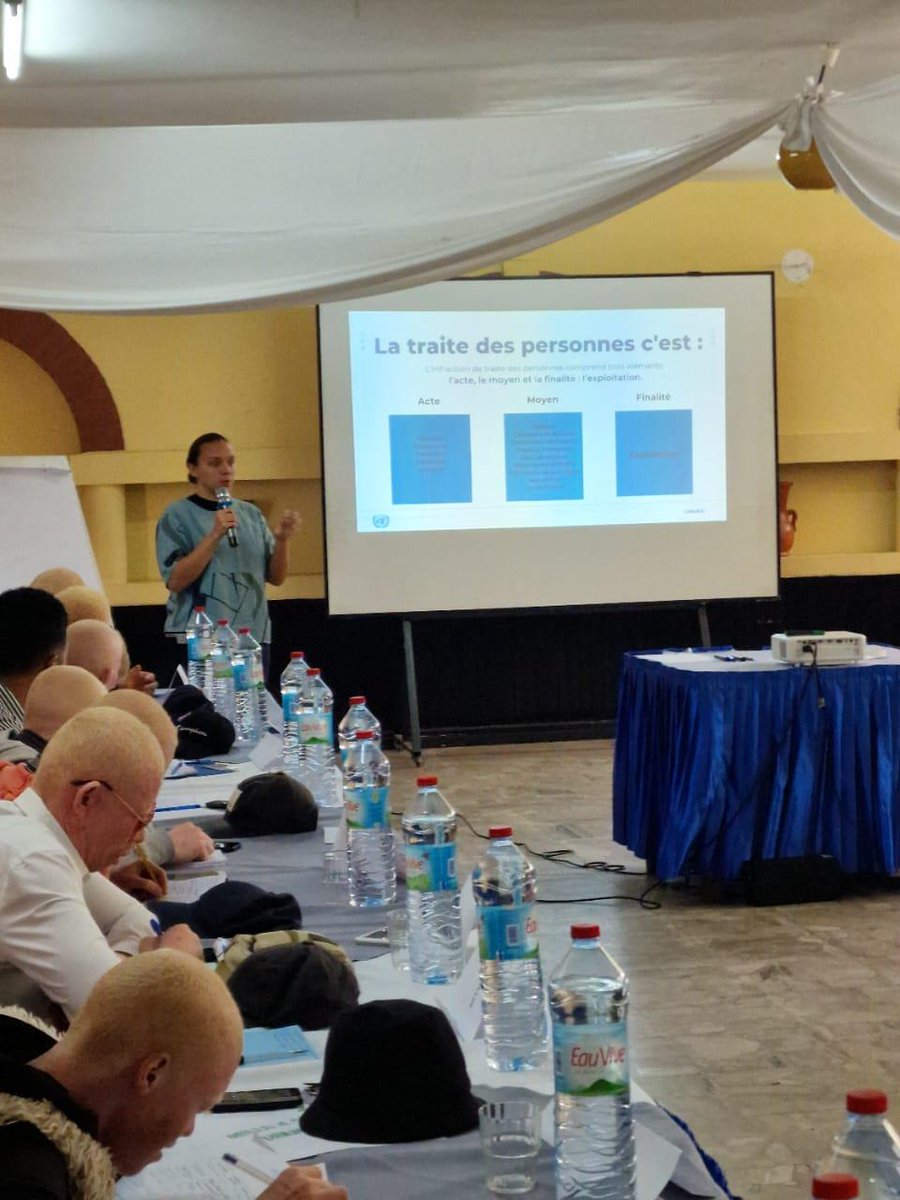 UNODCEastAfrica's tweet photo. Today, UNODC Madagascar was invited by @UNHumanRights to deliver a presentation raising awareness on the vulnerability of people w/albinism to organized crime &amp; #HumanTrafficking. Knowledge is key in the prevention of &amp; protection from this crime. #StandUpAgainstHumanTrafficking https://t.co/RWlxUv3JBu