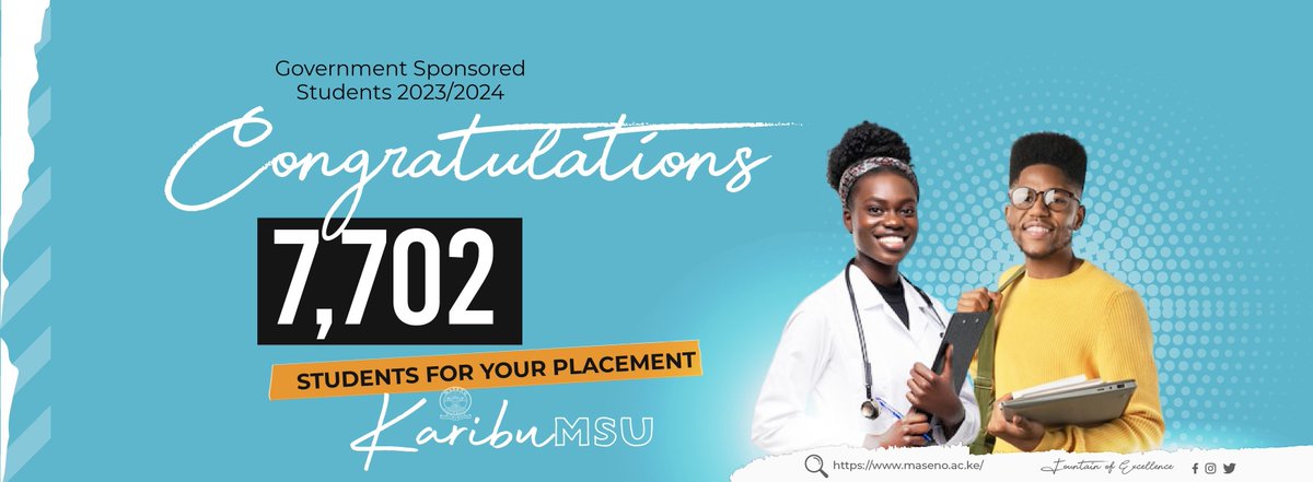Congratulations First Year Students on your Placement to Maseno University. Download your Admission Letter @ admissions.maseno.ac.ke/kuccpslogin