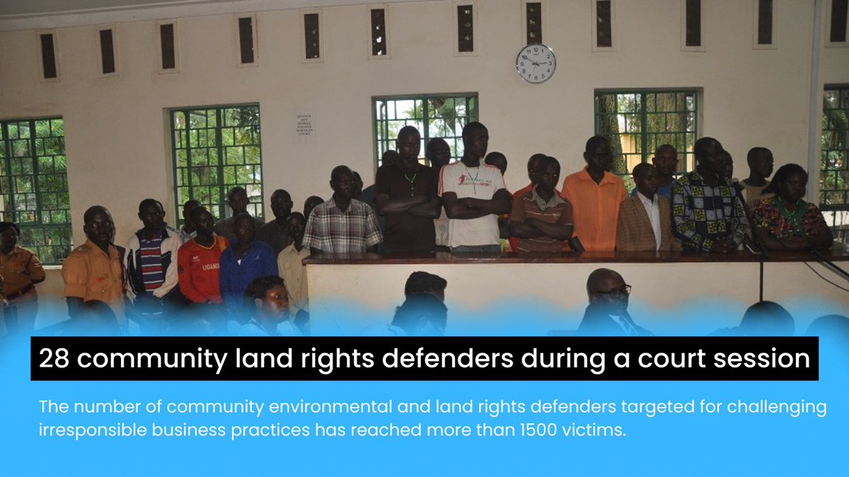 In 2017, 28 community land rights defenders in Mubende district were framed, arrested, and jailed because of their stiff resistance against an illegal and forceful #eviction of over 3000 inhabitants off their 322.5-hectare piece of land by one Kaweesi George.
#DefendingDefenders