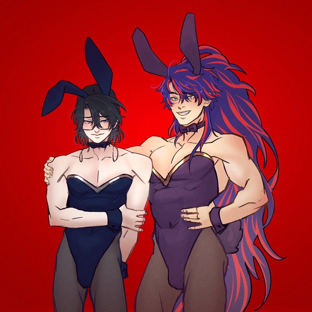 Ariel_Chaos's tweet photo. I guess this art is a bit sus? 
Two long lost bunbun bros. 
Have a nice day, and see you in collab stream chat. 💜💙
#Niousus #observart https://t.co/KIukbNUyR5