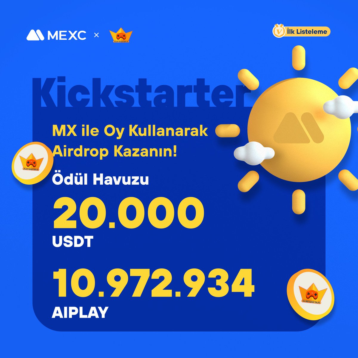 MEXC_Topluluk's tweet photo. 🚀 #MEXC Kickstarter - @playmasterai $AIPLAY Projesi için Oy Kullanın, 10.972.934 $AIPLAY ve 20.000 $USDT Airdrop Kazanın! 

🗳️ Oylama Tarihi: 3 Ağustos 2023 13.00 - 4 Ağustos 12.50

📌 Ayrıntılar: https://t.co/ZSZNg4CTUw

#MEXCTürkiye #MX #BTC https://t.co/6cyecbZZ0q