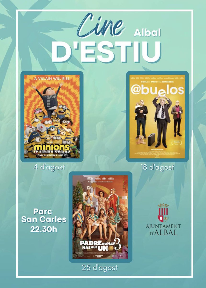 Este año pondremos tres PELICULONES para el <a href="/AjuntamentAlbal/">Ajuntament d'Albal</a>. ¡Atentos!