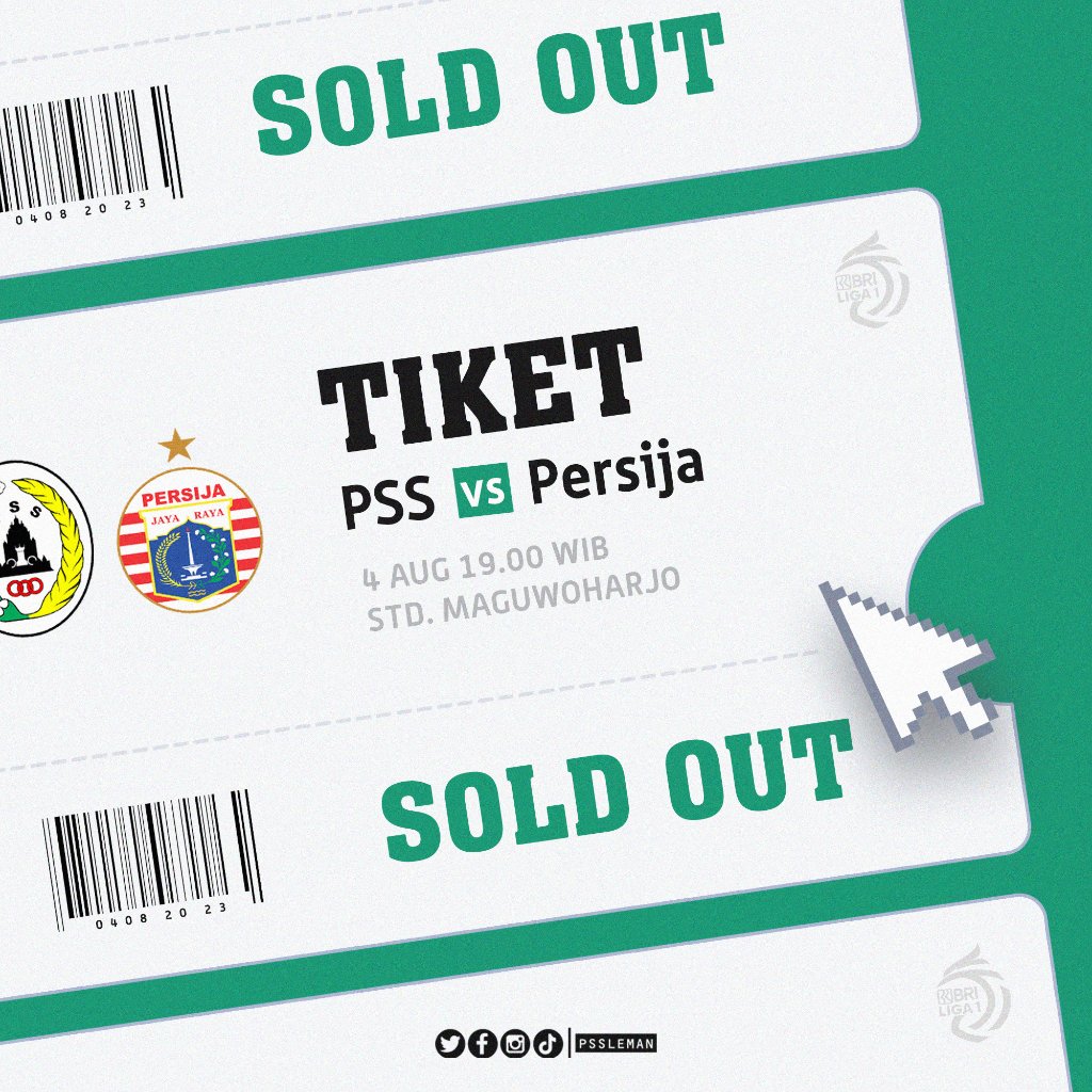 PSSleman's tweet photo. Kami infokan untuk tiket laga PSS vs Persija besok malam sudah terjual habis.

#PSS #MoveForward #PSSvsPersija https://t.co/7VfTNWgBMz