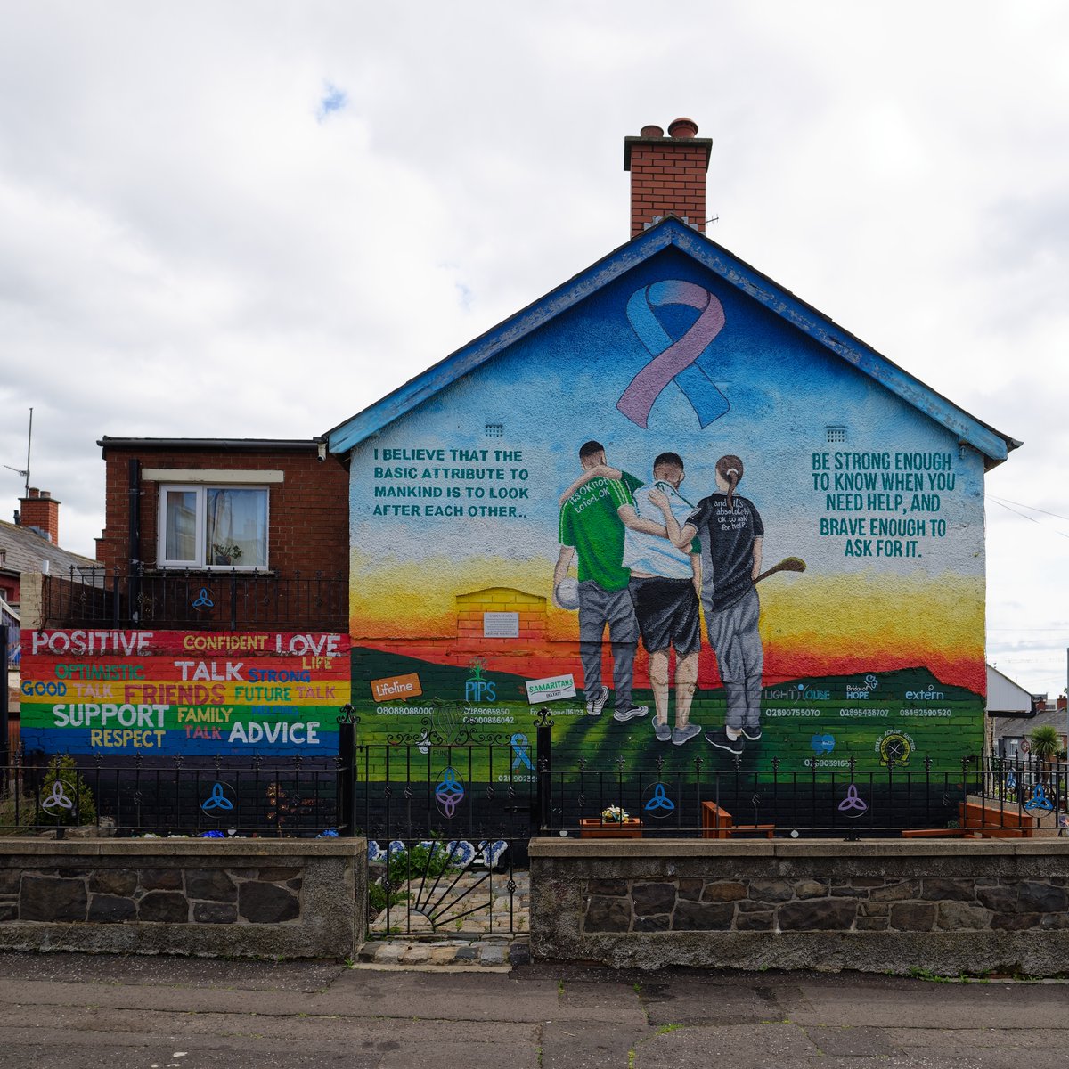 A mural of hope and reflection. Unveiled in 2019 on Suicide Awareness Day, this mural was designed by teenagers from the Ardoyne Youth Club @ArdoyneYC . Photo Aug 2023.