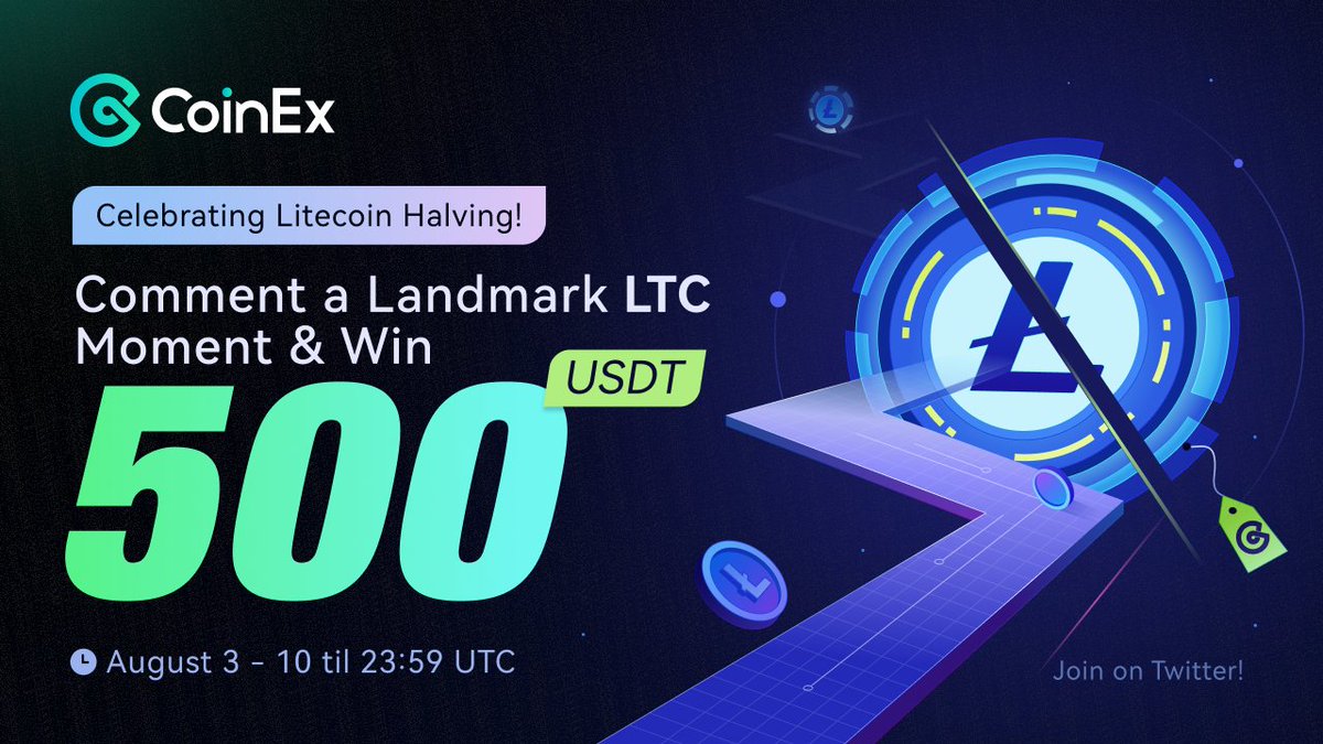 coinexcom's tweet photo. #LITECOIN HAS SUCCESSFULLY HALVED ITS BLOCK REWARD! To celebrate 🥳, we're giving away 500 $USDT🎁! To enter, share with us a landmark #LTC moment! 💫

1️⃣ Post your answers in the comments
2️⃣ Follow us 👥, retweet(X) 🔄, &amp; tag 3 pals 👬

#LTCHalving #CoinEx #Crypto #Halving https://t.co/fvnmSF22Vi