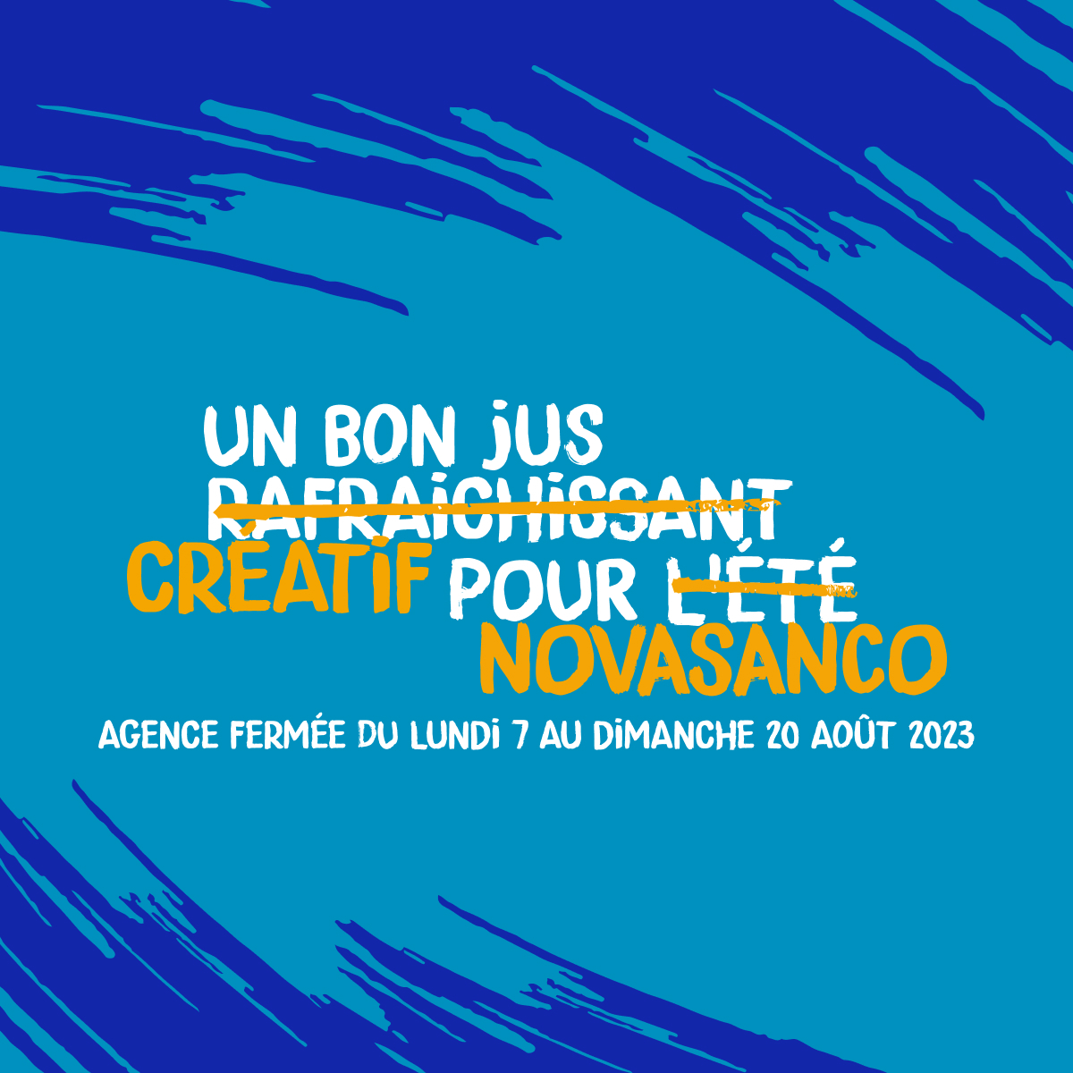Novasanco's tweet photo. SUMMERTIME 🌞🏖

Il est temps pour nous de prendre des vacances bien méritées ! Dès ce soir et pour deux semaines, notre agence ferme ses portes.

Le temps de se ressourcer, nous reviendrons en pleine forme le lundi 21 août  ! 📅

#vacances #congés https://t.co/vCqjydiL3U
