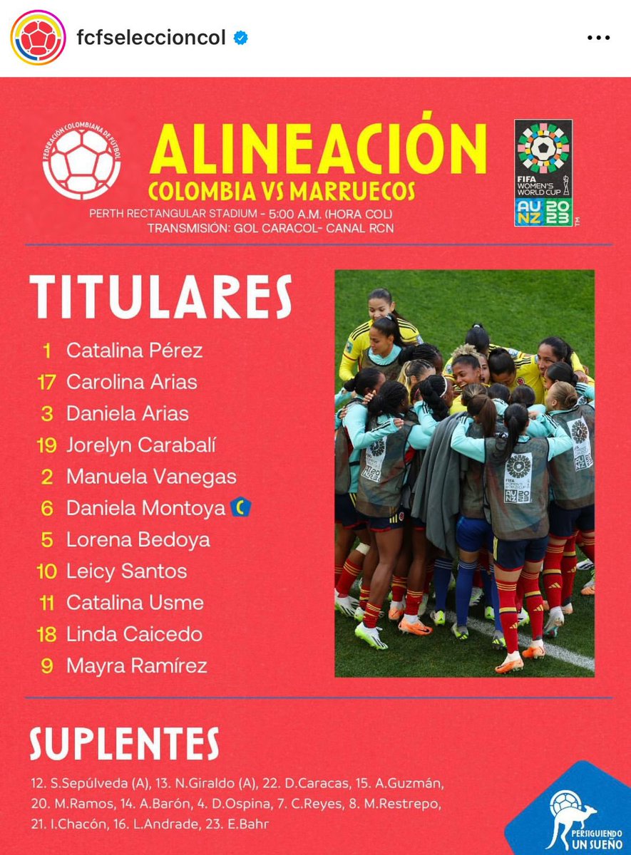 diegonoticia's tweet photo. Colombia tendrá a todas sus estrellas en el partido frente a Marruecos por la última fecha de la fase de grupos del Mundial Femenino. https://t.co/Zc2t7oCAJb