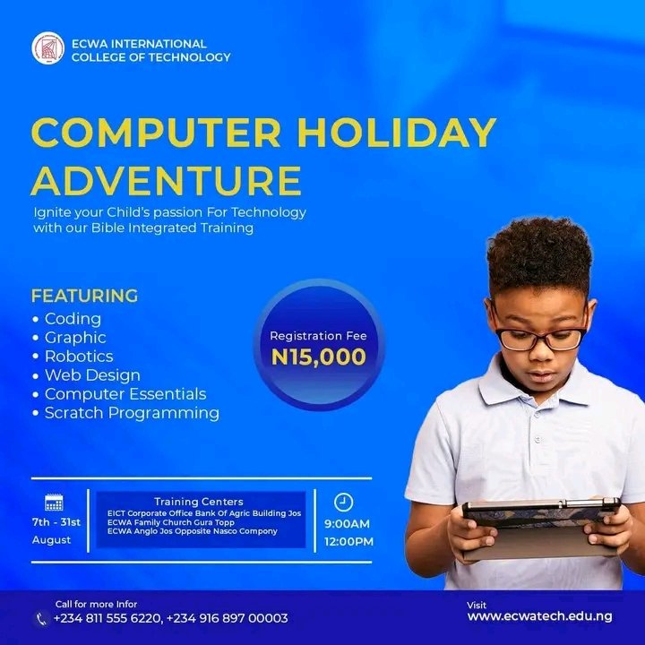 ecwatechnology's tweet photo. Countdown! 
Register your kid today!
https://t.co/wp8etTCzKz
@_Balogunwale @dasaro_christie @FaithRoyal5 @Madaki_Ide @fredie107 https://t.co/ZdqDubHS2f