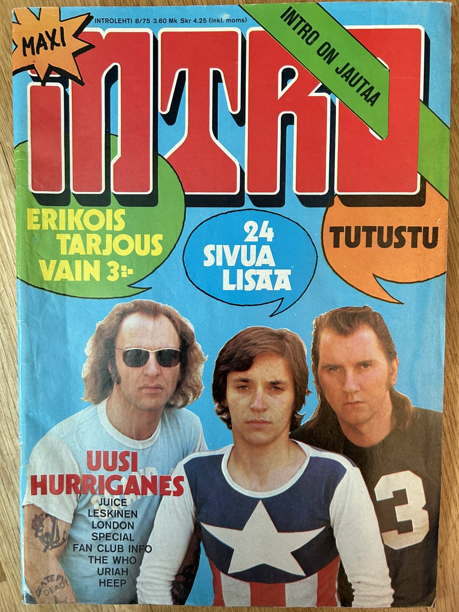 EtusivunJuttu's tweet image. Intro 8/1975

48 vuotta sitten Ganes ja Juice hallitsivat kotimaista nuorisolehdistöä. Juicea muuten haastatteli Arto Melleri.
Farkkumainoksia saatiin hyvin näihin lehtiin, tyylikin oli ”tiukkaakin tiukempi”.
Se oli jautaa se.
#hurriganes