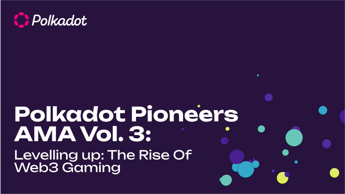 Polkadot Pioneers AMA is back! Tune in to hear about gaming in Levelling Up: The Rise Of Web3 Gaming

📆August 8th at 4pm CEST with <a href="/AjunaNetwork/">Ajuna Network</a>, <a href="/MoonsamaNFT/">Moonsama</a> &amp; <a href="/EVRL00T/">𝗘𝘃𝗿𝗹𝗼𝗼𝘁 | Dark Fantasy On-Chain</a> and moderated by <a href="/paritytech/">Parity Technologies</a>`s <a href="/remyGFLeBerre/">Rémy Le ₿erre 🐂⭕️</a> 

📺 youtube.com/live/7pNrAIeFk…