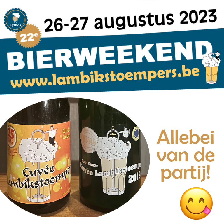 Ben jij van de partij op ons LAMBIKSTOEMPERS BIERWEEKEND, op 26-27 augustus in De Lambiek (Alsemberg)?

📲 Check lambikstoempers.be/nl/bierweekend… voor alle info én onze (voorlopige) bierlijst! 🍻

#bier #fieroponsbier #lambicislife <a href="/ZythosBe/">Zythos vzw</a> <a href="/GemeenteBeersel/">Lokaal Bestuur Beersel</a>