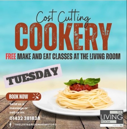 Join the FREE Cost Cutting Cookery Class @TheLivingRoomHereford to learn some key tricks and tips to make the food you have go a little further. 
To book your place contact The Living Room.
Supported by <a href="/hfdscouncil/">HerefordshireCouncil</a> via the Household Support Fund
#Cookeryclass #Herefordshire