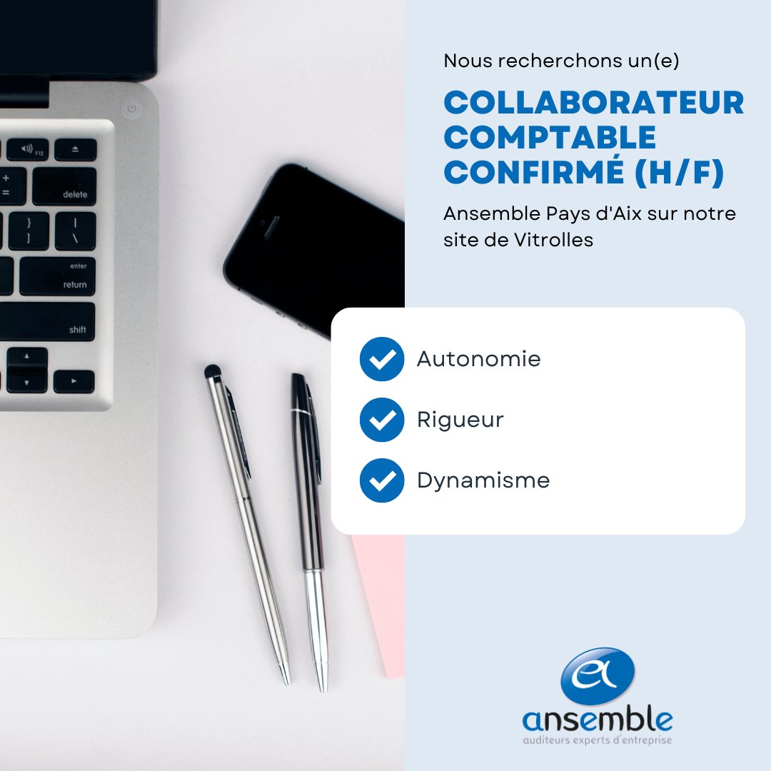[👩‍💼 ANSEMBLE RECRUTE 👨‍💼]

Notre cabinet à Vitrolles recherche un collaborateur comptable confirmé (H/F).

Retrouvez la totalité de nos offres sur Pôle Emploi ainsi que sur Indeed :

👉 Pôle Emploi : urlz.fr/n4zy

👉 Indeed : urlz.fr/n4zG

#recrutement