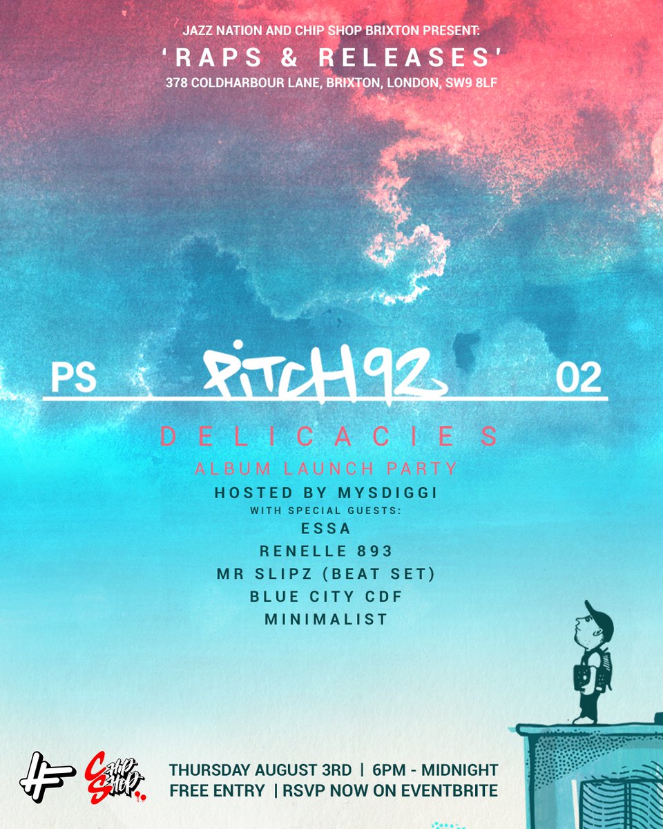 HighFocusUK's tweet photo. TONIGHT! FREE ENTRY! 🍻🍟 @pitch_92 and friends will be at the @chipshopBXTN in Brixton for the launch of Pitch’s ‘Delicacies’ LP landing TOMORROW across the WWW and beyond!

RSVP: https://t.co/xaAEWQt3o8

@mysDiggi
@EssaHipHop
@renelle893
@TheRealMrSlipz
@BlueCityCDF
#Minimalist https://t.co/rHi28jCJi1