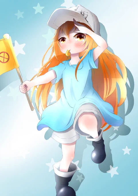 最近「はたらく細胞」のアニメ見たので推しの血小板ちゃん描きました かわゆすぎるんよなぁ...  #絵かきさんと繋がりたい #はたらく細胞