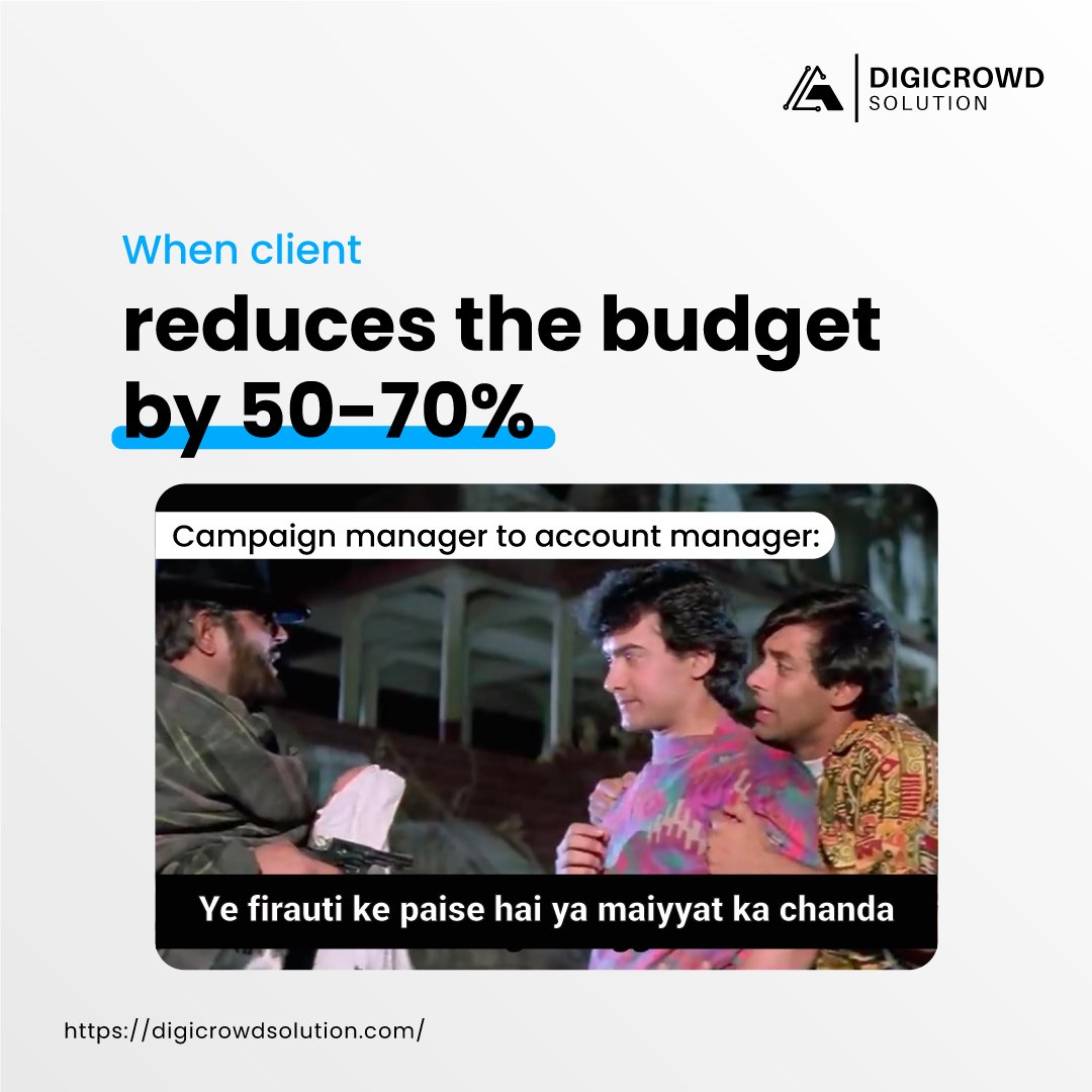When Client Reduces The Budget By 50-70% 📉 | Digicrowd Solution . . Follow @Digicrowd_ for more meme tweets ✌️#digitalmarketingmemes #digitalmarketingmeme #digitalmemes #digitalmarketingmemes2021 #digitalmarketingmemes2021 #digicrowdsolution #Memes #memesdaily