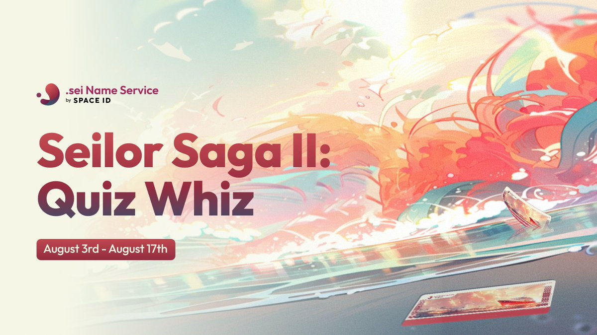 Seilor Saga II: Quiz Whiz 🗺️

Excited for $SEI Launchpool on Binance? Hope you’re as excited to secure .sei names in our pre-registration!

The 2nd allowlist event starts now! Finish a simple quiz &amp; grab 1 ‘The Ticket II’ OAT, powered by <a href="/Galxe/">Galxe</a>.

Event: galxe.com/spaceid/campai…