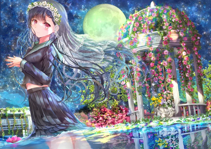 創作イラスト「水の島と水の花嫁」 