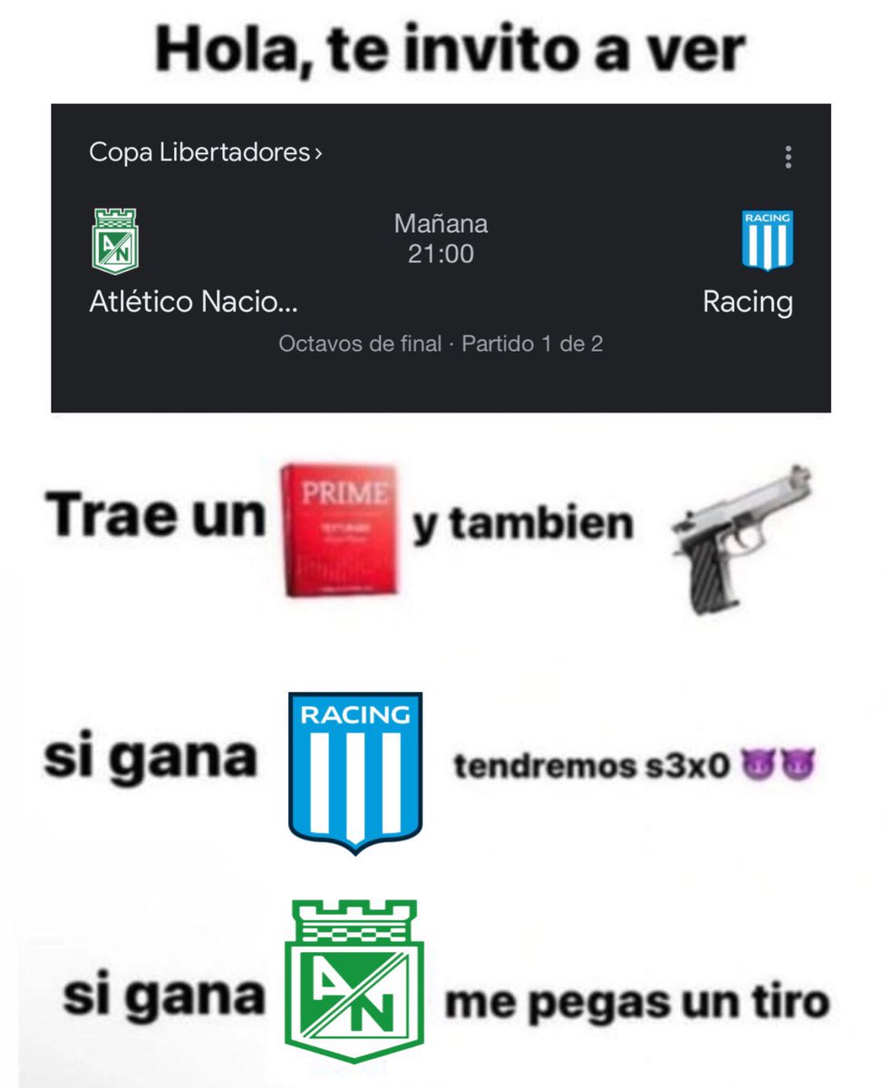 casuakd's tweet photo. buen día, hoy juega Racing !!! https://t.co/KP7Re3Zf79