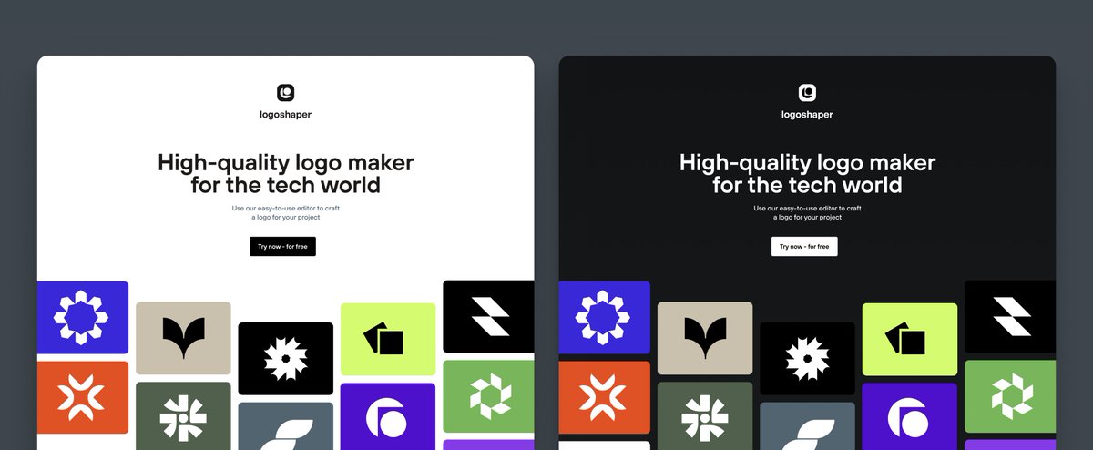 Working on a new landing page for logoshaper. 

I wonder I should go for a dark theme to stand out as a premium logo maker. 

The issue I have is I don't know if there is a market for that. My instinct tell me people looking for a high-quality logo would not use a logo maker but