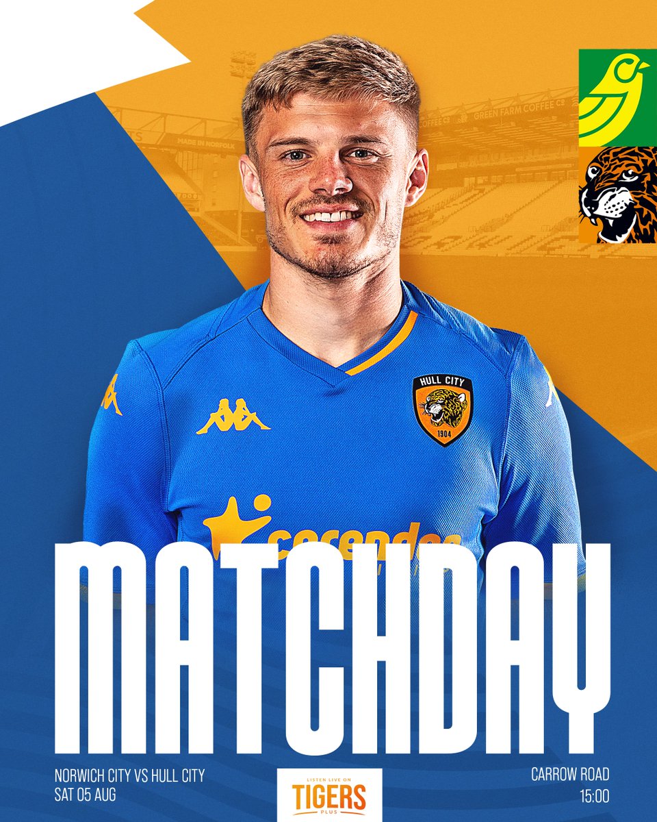 HullCity's tweet photo. It's time.

Our 2023/24 @SkyBetChamp campaign begins at Carrow Road ✊

#hcafc https://t.co/4xgkB2I53U