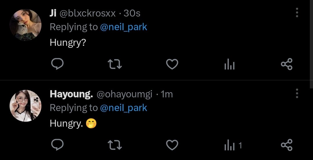 yes, hungry. 🙄 i'm gonna sideeye these two for the rest of my life. 🥲