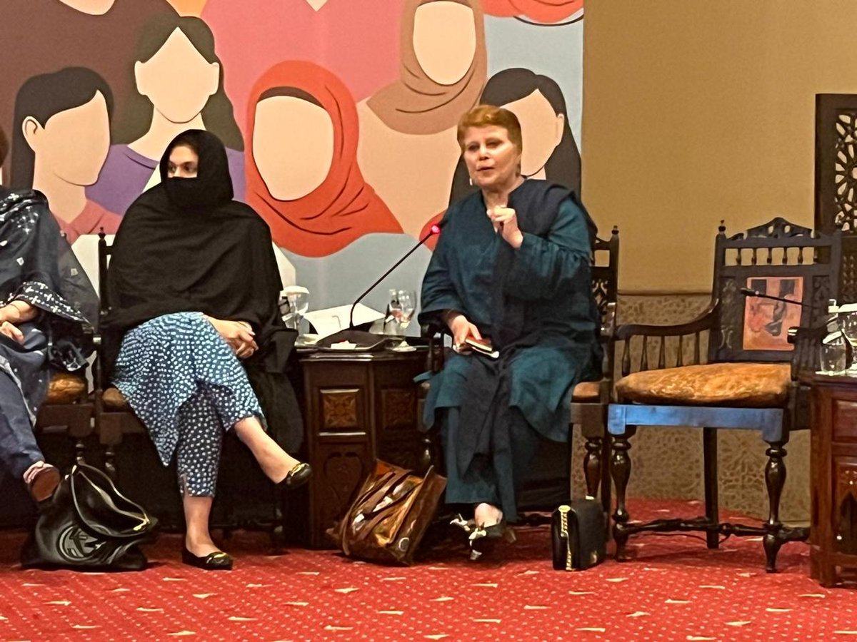 NAofPakistan's tweet photo. Former Parliamentarian Hon'ble Ms. Bushra Gohar appreciated the role and efforts of Hon’ble Shahida Rehmani General Secretary WPC, that how she has escalated the role of the women caucus and is continuously engaging us all in fruitful debates through the forum of WPC.
Women cannot make decisions for themselves without the consent or permission of the male members in her circle. Moreover, she stated that from domestic to social and political participation of women, all the gate keepers are men.
She stressed on the patriarchal and tribal mindsets in the overall political scenarios in Pakistan, especially in Khyber Pakhtunkhuwa.
#NationalDialogueonWomenInclusiveElectoralProcesses
@BushraGohar
@ShahidaRehmani
@wpc_pak
@ECP_Pakistan
@NadraPak
@UN_Women
@UNDP_Pakistan