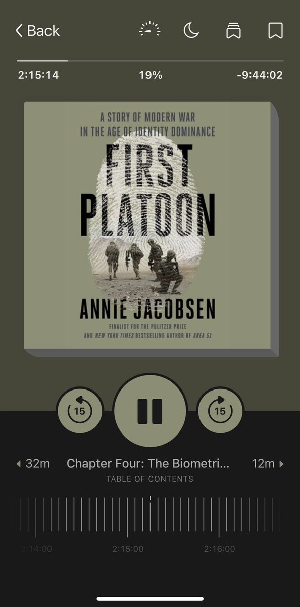 TheOkayGolfer's tweet photo. Pretty interesting book on Biometrics thus far by @AnnieJacobsen #FirstPlatoon https://t.co/wmm9Lq9vxL