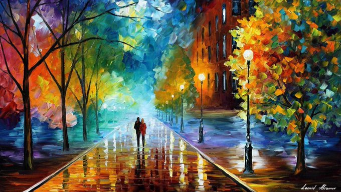FRESHNESS OF COLD IN THE EVENING  - hand-painted oil painting by Leonid Afremov. Today's price is $168<a href="/tag/rockywilson"class="tags"><span>#rockywilson</span></a>