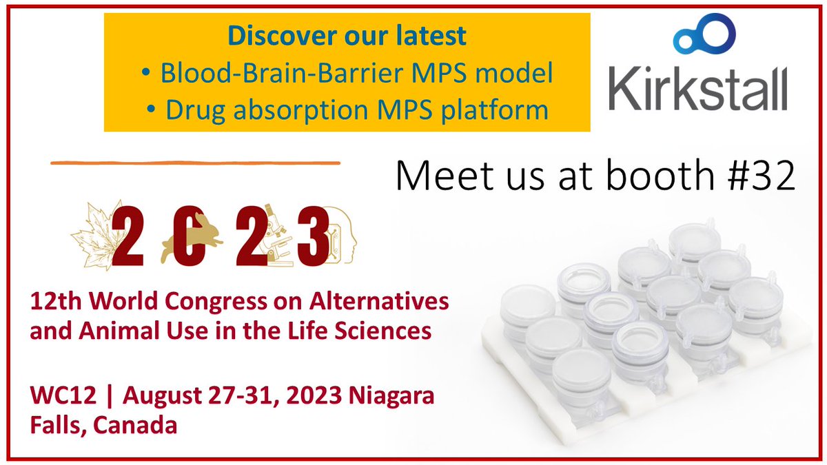 Kirkstall will be exhibiting @WC12Canada ! 🇨🇦 We invite you to visit our booth to discover our latest QuasiVivo ADVANCE #BBB Organ-on-a-Chip platform. See you at #WC12Canada #KirkstallBooth #animalreplacement #humanrelevant
kirkstall.com 
wc12canada.org