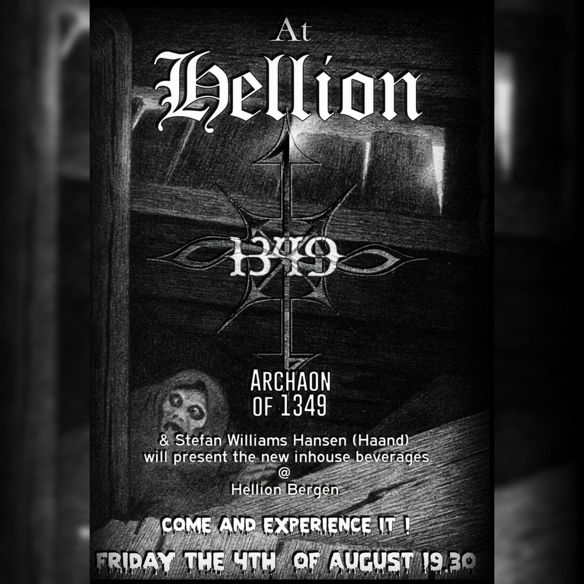 1349official's tweet photo. TOMORROW AT @hellionbergen - Archaon will be in attendance to present the @1349official Ales. It begins at 19.30.
DO NOT MISS IT.
#legion1349 #auralhellfire #hellionbergen #1349blackale #1349paleale #1349beer #1349brew #archaon #archaon1349 https://t.co/uMtY3neV9l