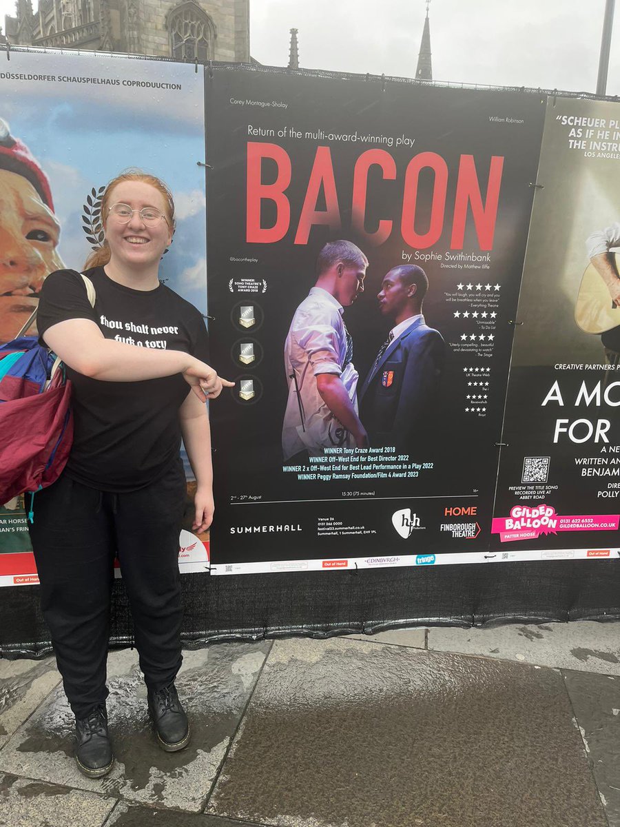 Our stage manager @rhcatlover found a Bacon poster around Edinburgh - have you seen one? 

Bacon is on 3.30pm at @Summerhallery. Tickets are selling well so we advise you book in advance:  tinyurl.com/yztyms5p

@hfh_productions @sswithinbank92 @matthewdirects @CoreyTDD