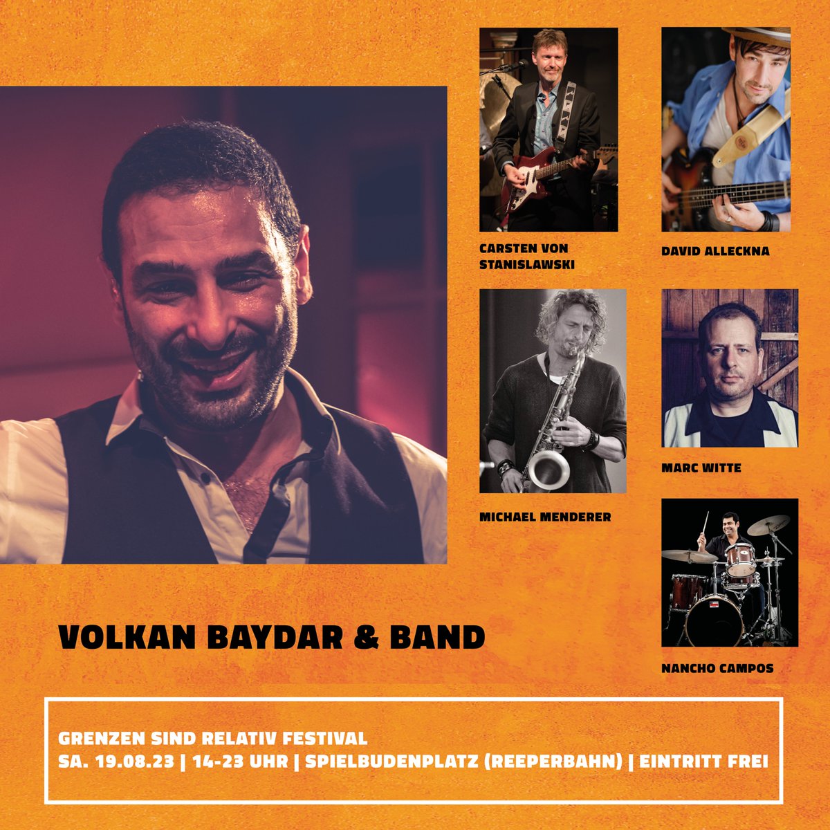 GSR_eV's tweet photo. @volkanbaydar (Sänger von Orange Blue) spielt mit Band am 19.08 auf unserem GSR-Festival auf dem Spielbudenplatz.
Sie präsentieren eine Hommage an die Soulmusik der 60er Jahre: Von „Soulman“ über „Mustang Sally“, bis hin zu „I feel good“! 

Kommt vorbei - Eintritt ist frei!
#gsr https://t.co/XF3DLnbmWI