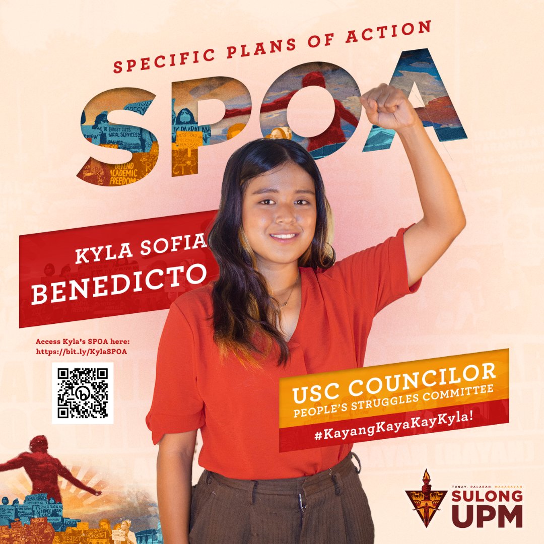 SulongUPM's tweet photo. KAYANG-KAYA NGA BA KAY KYLA? 🤔

Ito ang specific plans of actions ni KYLA BENEDICTO, ang susunod na USC COUNCILOR FOR PEOPLE’S STRUGGLES COMMITTEE, upang dugtungan ang kaalaman ng mga estudyante, makiisa sa masa, at iangat ang karapatan ng bawat sektor. (1/2)

#KayangKayaKayKyla https://t.co/pPnR3o2bZJ